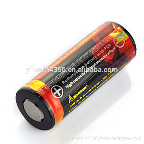lithium/li-ion battery 26650 5000mAh 3.7V rechargeable battery High Drain battery